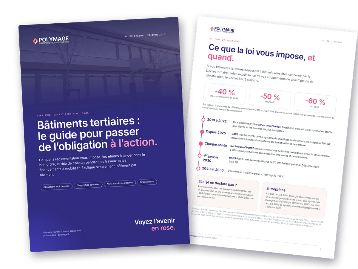 Couverture et page intérieure du guide tertiaire Polymage